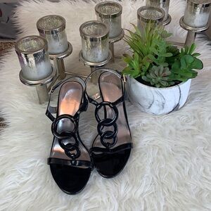 Calvin Klein Women’s Black Patent Open Toe Pumps Size 8 US